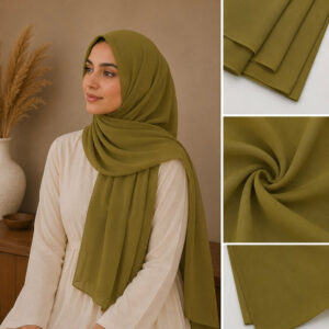Plain chiffon - olive moss green